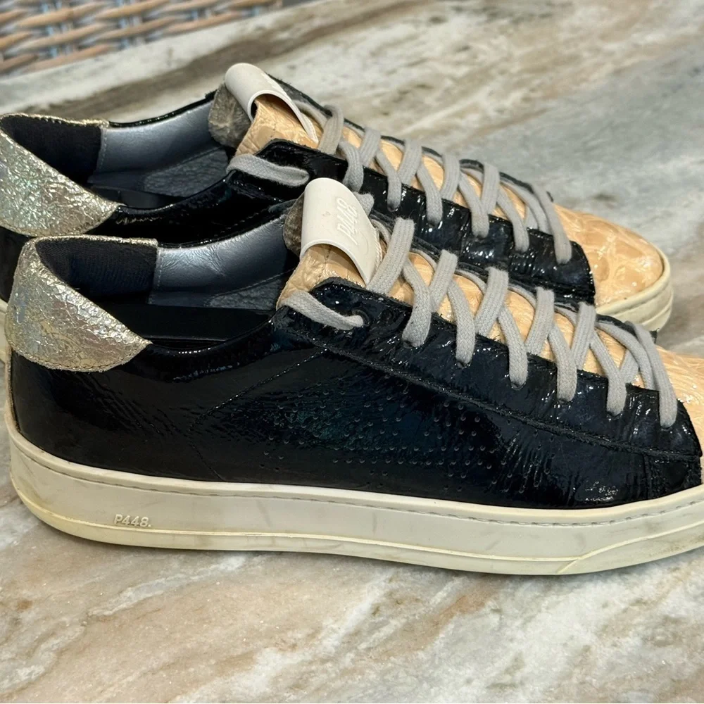 Women’s P448 black patent/tan croc sneakers- Size 39 - Picture 4 of 10